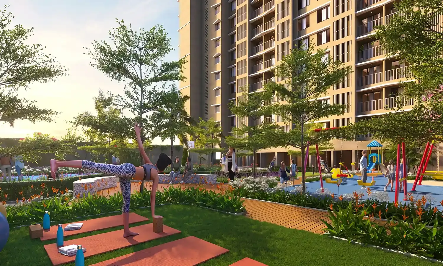 Open-Air Yoga Lawn & Kids' Play Zone