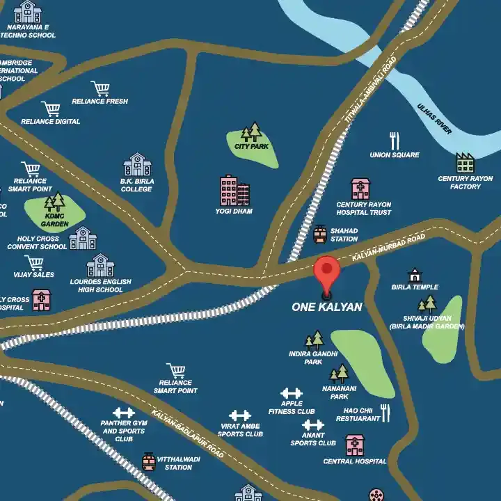 Ajmera One Kalyan location map, Shahad